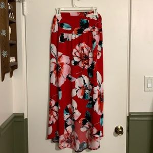 Sexy Long Red Floral Skirts